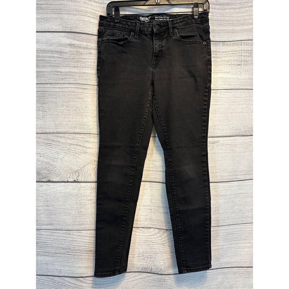 Mossimo Black Denim Mid Rise Skinny Jeans Size 6
